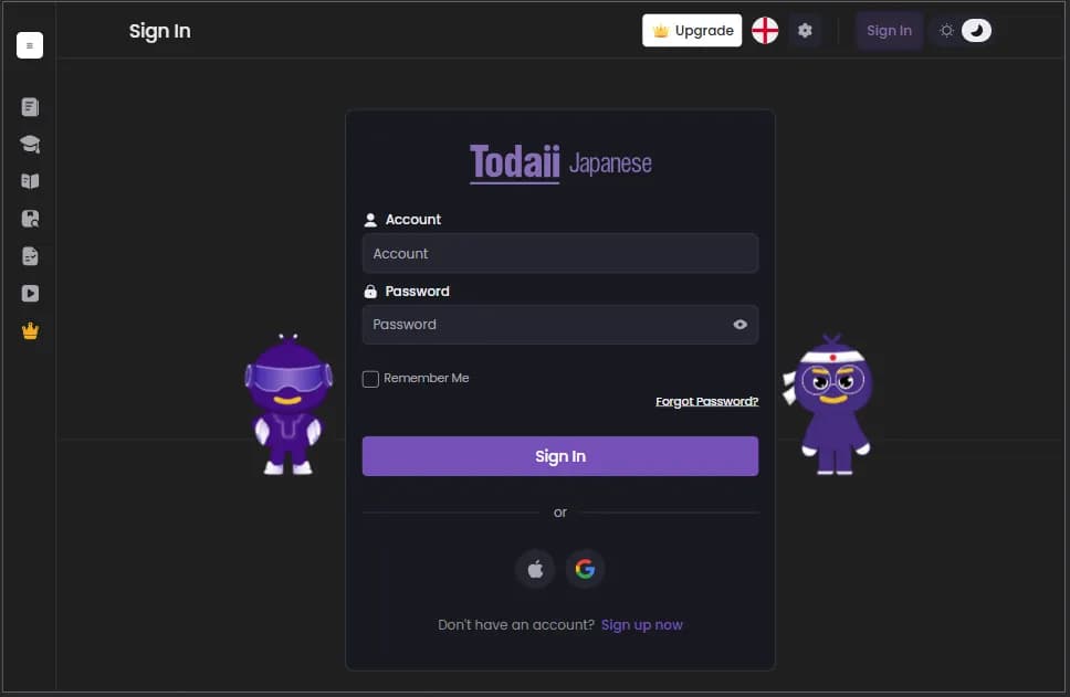 Todaii Japanese signin