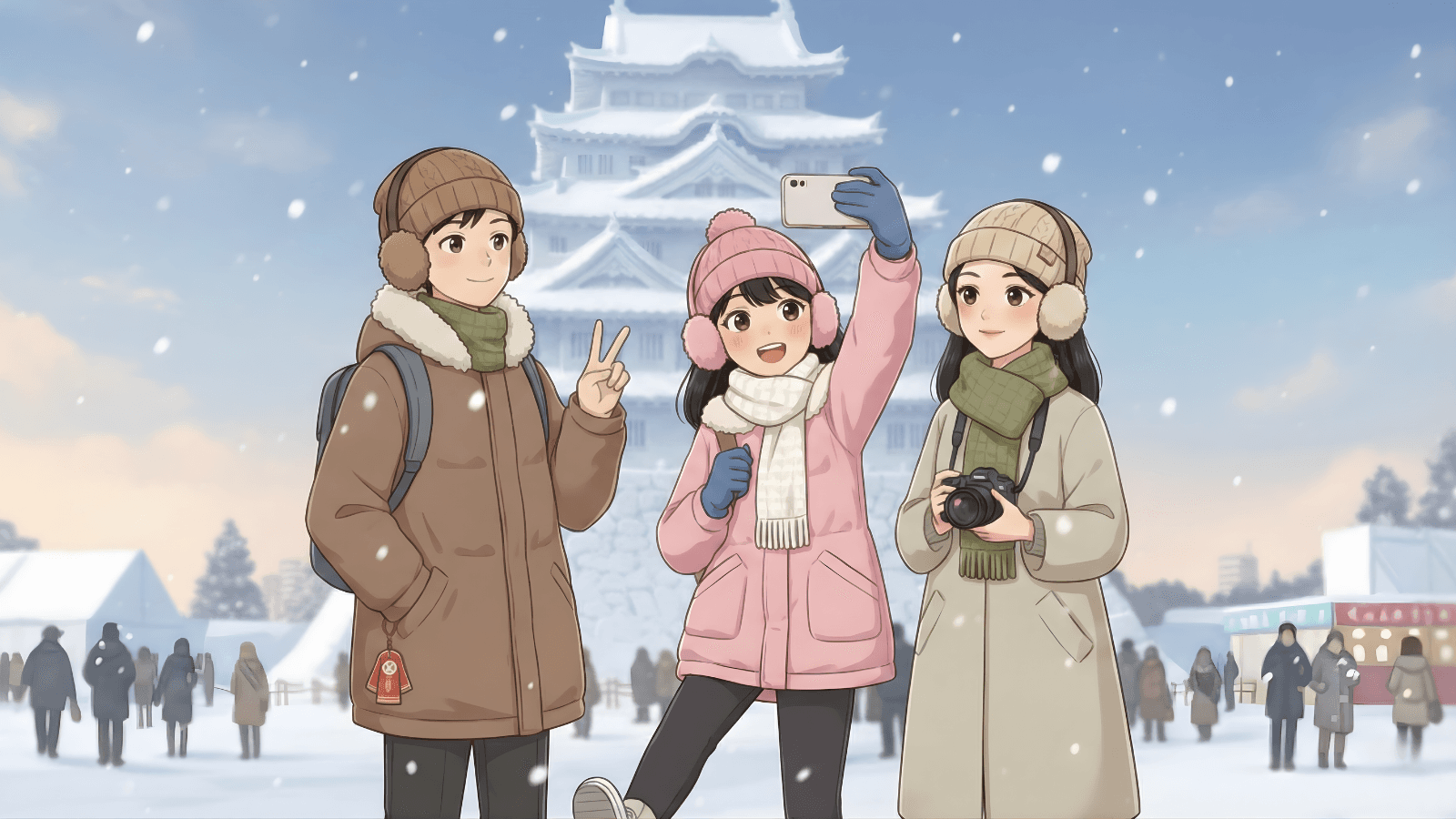 写真を撮りましょう Let's take a photo.