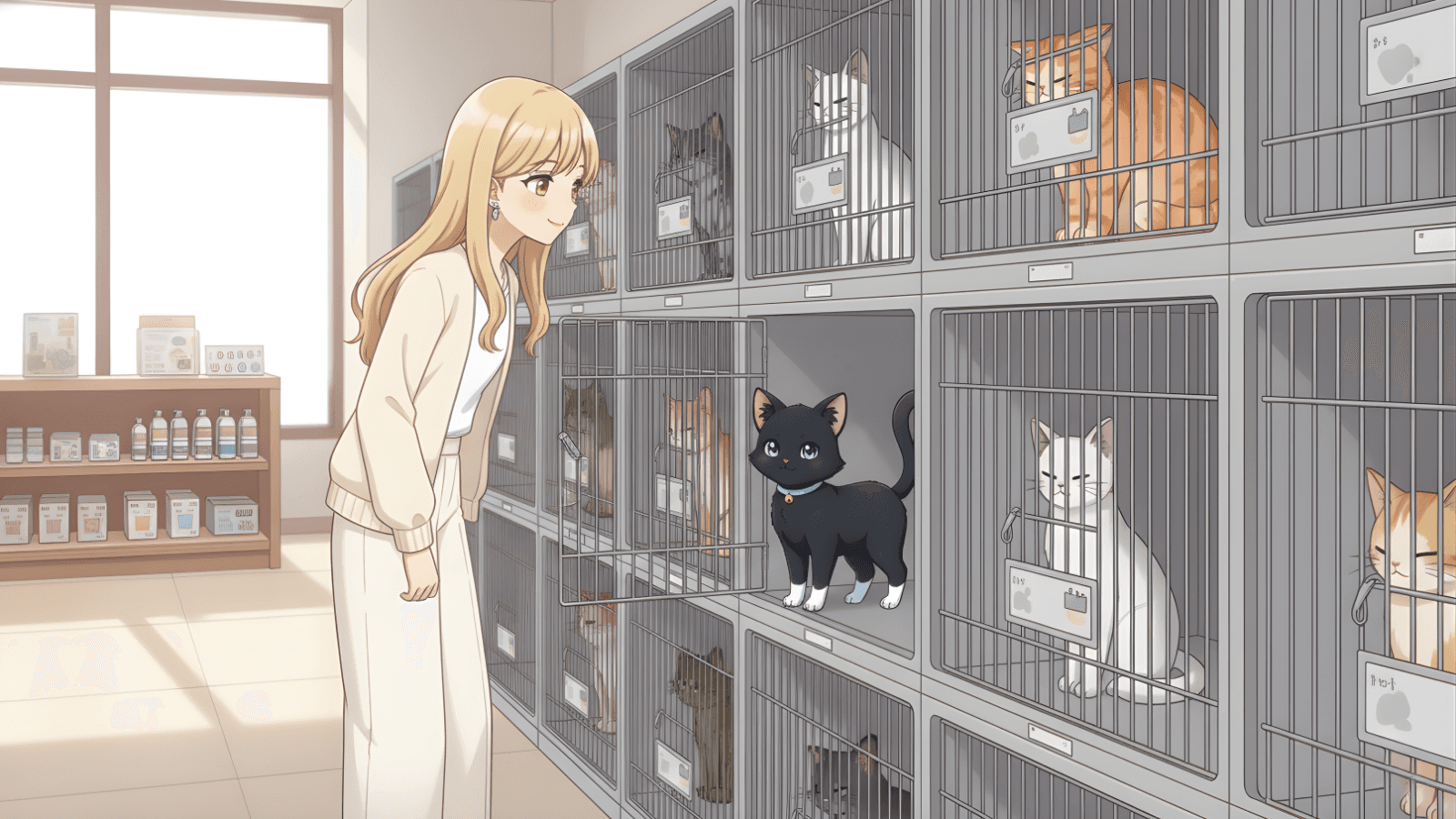 Tôi chọn chú mèo màu đen kia ạ, rất giống chú mèo tôi nuôi hồi nhỏ.