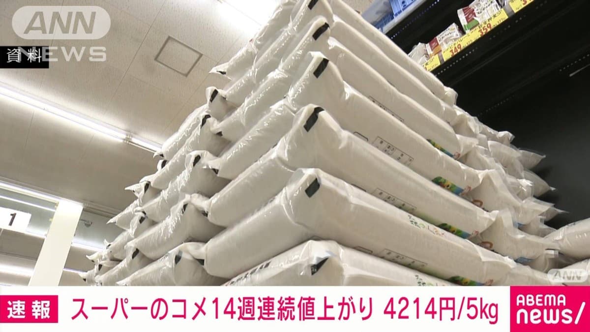スーパーのコメの値段が14週続けて上がる