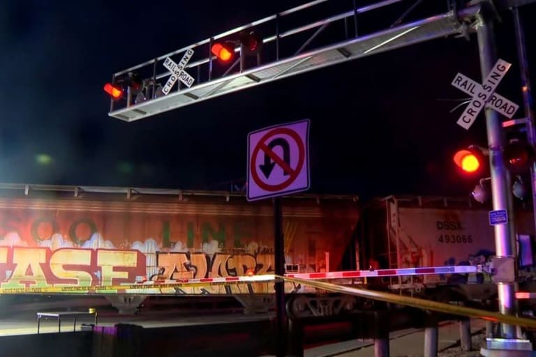 アメリカで電車が人にあたり、２人がしにました。子ども１人がいません。