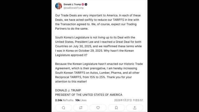 <span class="jlpt-n4" word="アメリカ">アメリカ</span><span class="" word="、">、</span><ruby><rb><span class="unknown" word="韓国">韓国</span></rb><rt>かんこく</rt></ruby><span class="" word="の">の</span><ruby><rb><span class="jlpt-n5" word="車">車</span></rb><rt>くるま</rt></ruby><span class="jlpt-n5" word="など">など</span><span class="" word="の">の</span><ruby><rb><span class="jlpt-n1" word="関税">関税</span></rb><rt>かんぜい</rt></ruby><span class="" word="を">を</span><span class="" word="2">2</span><span class="" word="5">5</span><span class="" word="％">％</span><span class="" word="に">に</span><ruby><rb><span class="" word="上">上</span></rb><rt>あ</rt></ruby><span class="" word="げ">げ</span><span class="" word="る">る</span><span class="" word="か">か</span><span class="" word="も">も</span><span class="" word="し">し</span><span class="" word="れ">れ</span><span class="" word="ま">ま</span><span class="" word="せ">せ</span><span class="" word="ん">ん</span>