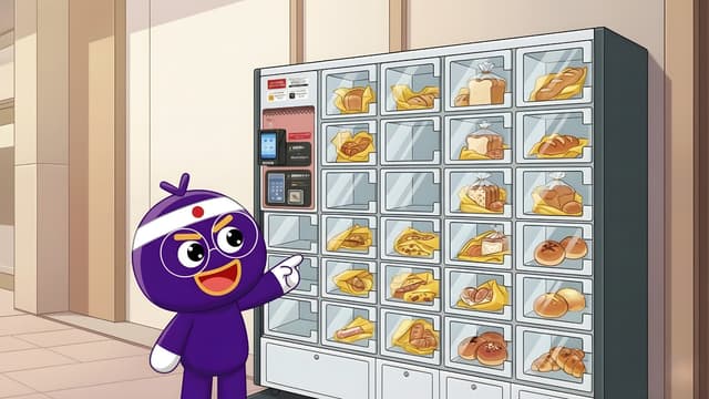 <span class="" word="「">「</span><span class="" word="ト">ト</span><span class="" word="モ">モ</span><span class="" word="の">の</span><ruby><rb><span class="jlpt-n4" word="日記">日記</span></rb><rt>にっき</rt></ruby><span class="" word="」">」</span><span class="jlpt-n5" word="パン">パン</span><span class="" word="の">の</span><ruby><rb><span class="jlpt-n3" word="自動">自動</span><span class="jlpt-n3" word="販売">販売</span><span class="jlpt-n1" word="機">機</span></rb><rt>じどうはんばいき</rt></ruby>