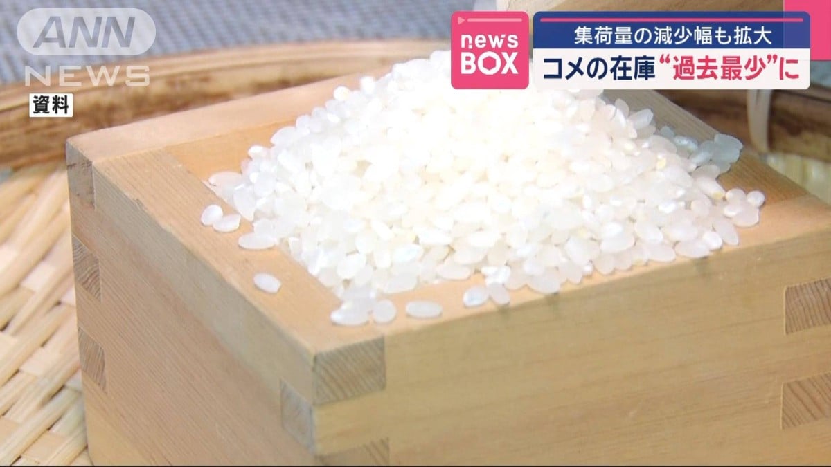 1月のコメ民間在庫が過去最少に　集荷量の減少幅も拡大