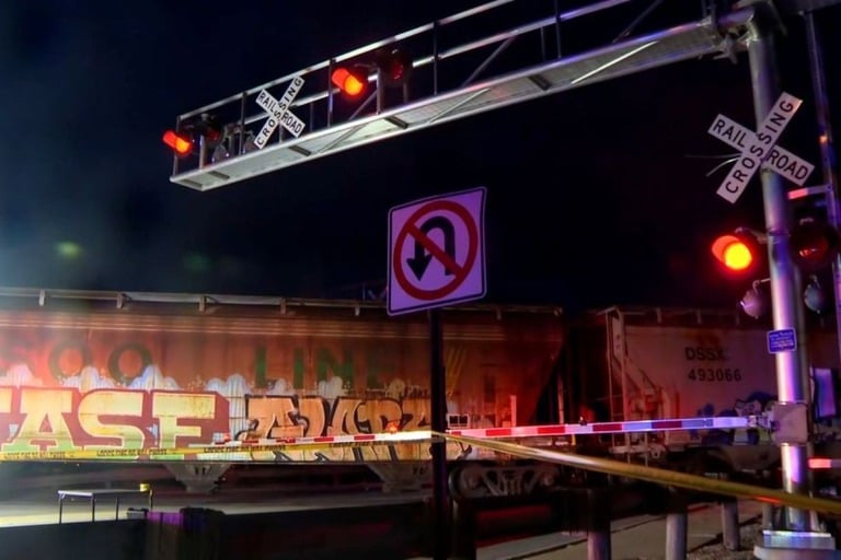 アメリカで電車が人にあたり、２人がしにました。子ども１人がいません。